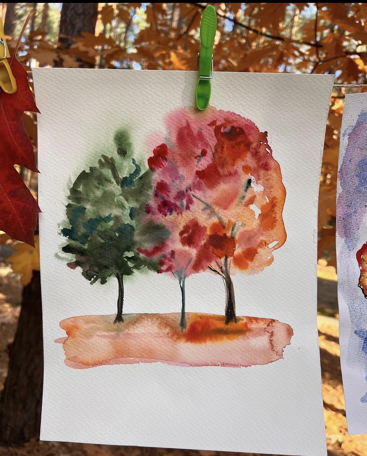 Colorful Trees — original watercolor painting by Marina Stognieva, 24 × 31 cm, 2023